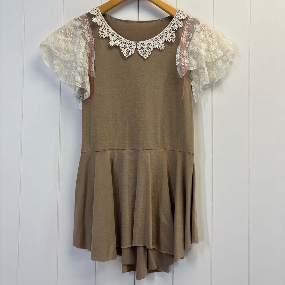 Handmade Boutique Women Boho Chic Minimalist Unique Lace Top Size S Forest Fairy